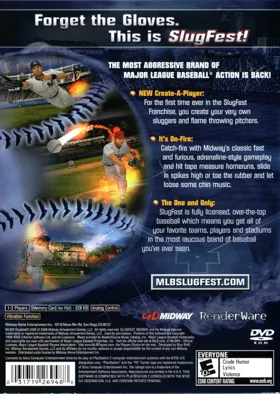 MLB SlugFest 2006 box cover back